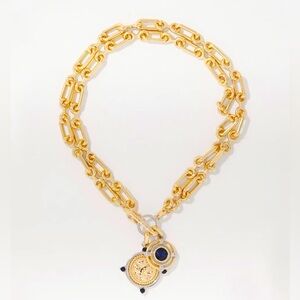 NWT WHBM Coin + Blue Stone Convertible Necklace